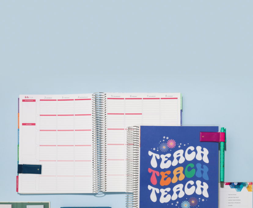Coiled Teacher Lesson Planners and accessories.